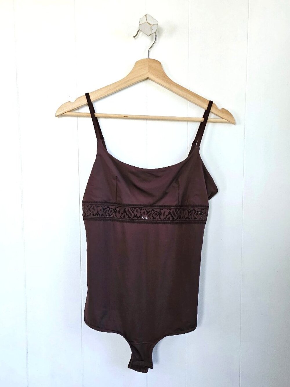 GAPBODY Chocolate Brown Lace-Trim Bodysuit